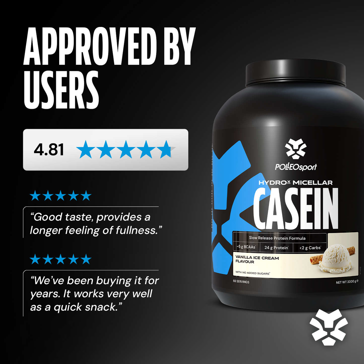 HydroX Micellar Casein, 2 kg - Vanilla
