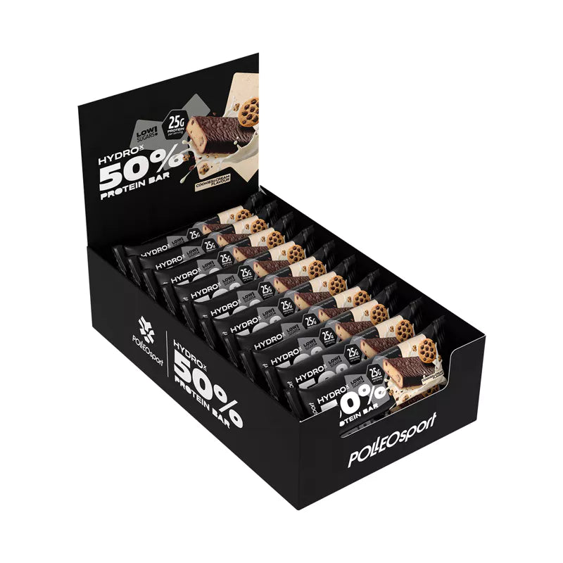 Polleo Sport HydroX 50% Protein Bar – Baton Proteic Cookies & Cream 50g